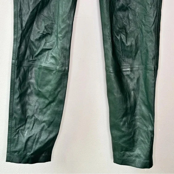 Lafayette 148 New York Spruce Green Mercer Skinny Leg Leather Pants Size 8 - Picture 4 of 13